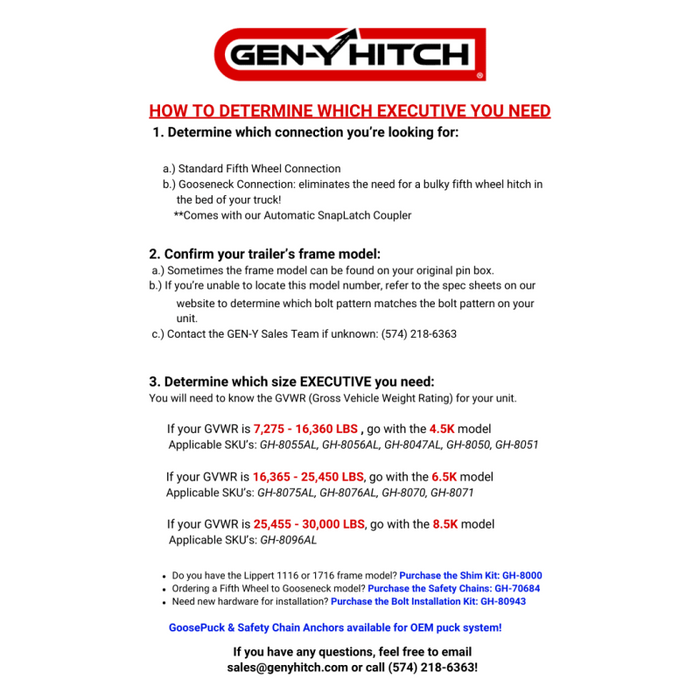 GEN-Y Hitch GH-8056AL Gen-Y Executive Torsion-Flex Auto Rhino 5th Wheel Pin Box Rep w/Gooseneck 2-5/16in Coupler