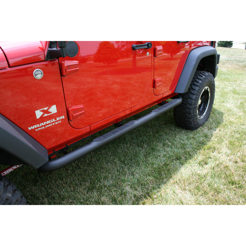 Rugged Ridge 11591.06 3 In Round Tube Steps Black 07-18 Jeep Wrangler Unlimited JK