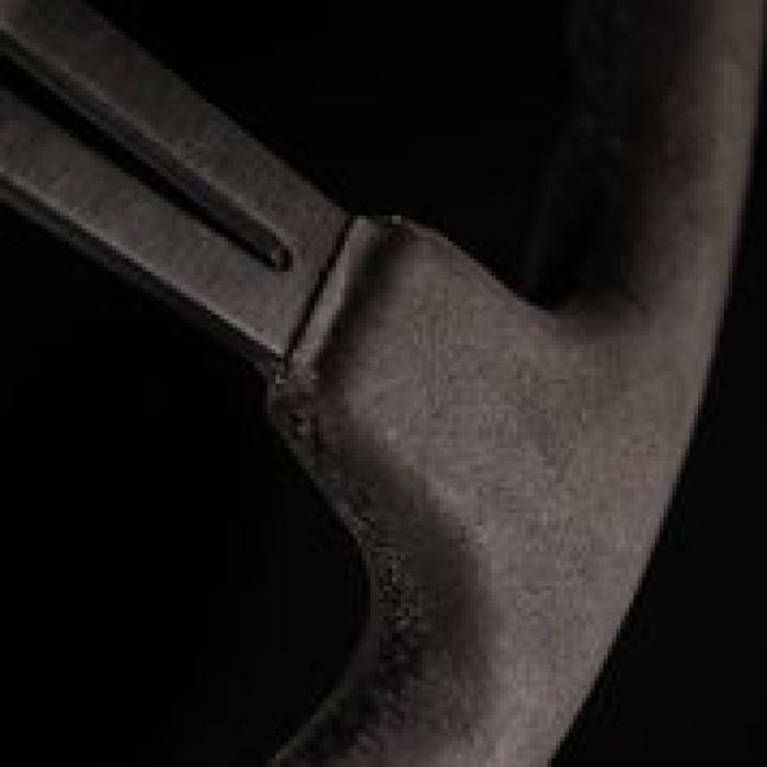 NRG RST-018SA Reinforced Steering Wheel (350mm / 3in. Deep) Black Leather w/ Alcantara Stitching