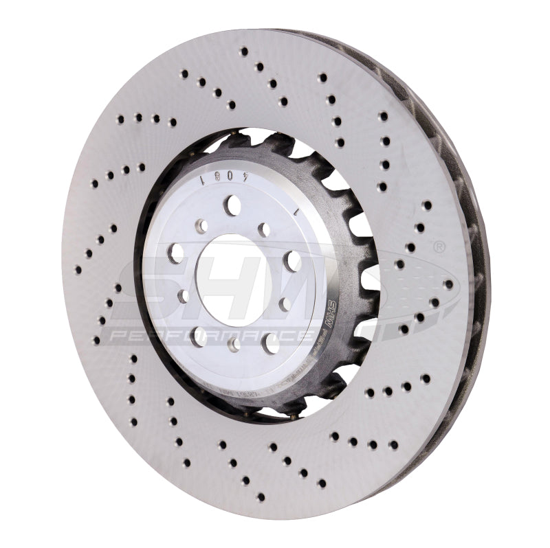 SHW Performance BFR48161 SHW 13-16 BMW M5 4.4L Right Front Cross-Drilled Lightweight Brake Rotor (34112284102)
