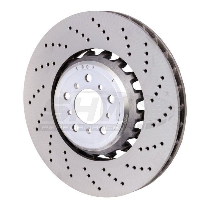 SHW Performance BFR48161 SHW 13-16 BMW M5 4.4L Right Front Cross-Drilled Lightweight Brake Rotor (34112284102)