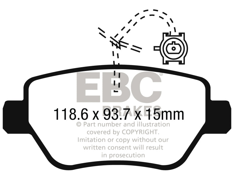 EBC DP32258C 2014-2016 Maserati Ghibli 3.0L Twin Turbo (330) Redstuff Rear Brake Pads