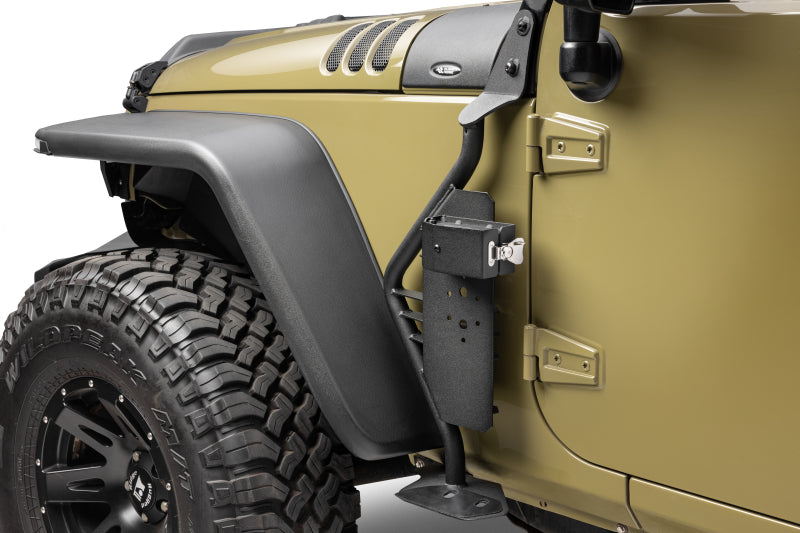 Go Rhino 701009T 07-18 Jeep Wrangler JK/JKU Front Fender Jack Mount for Hi-Lift Jack - Tex. Blk