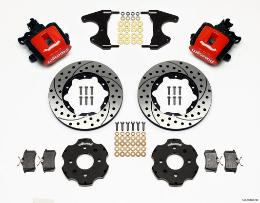 Wilwood 140-10208-DR Combination Parking Brake Rear Kit 11.00in Drilled Red Civic / Integra Drum 2.46 Hub Offset