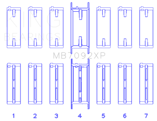 King Engine Bearings MB7092XP0.25 Nissan RB26DETT Performance Main Bearing Set - Size +0.25mm