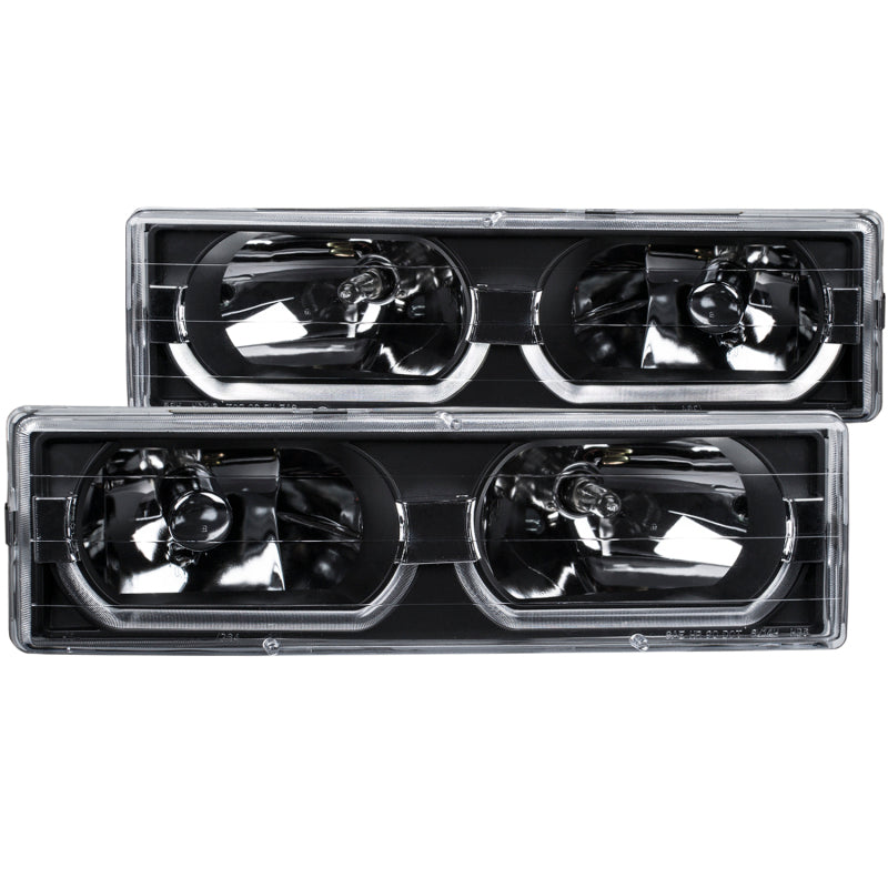 ANZO 111299 1988-1998 Chevrolet C1500 Crystal Headlights Black w/ Low - Brow