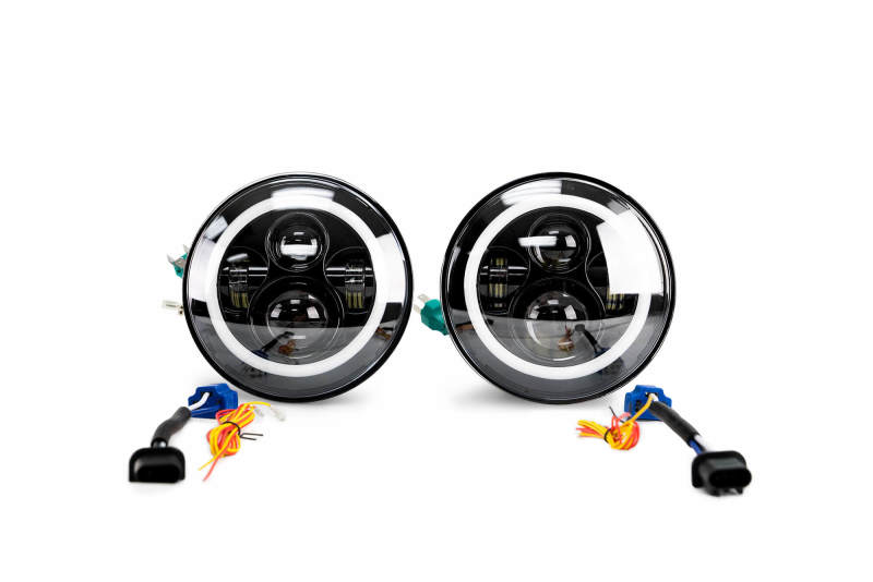 DV8 Offroad HL7JK-02 07-18 Jeep Wrangler JK LED Projector Headlights w/ Angel Eyes