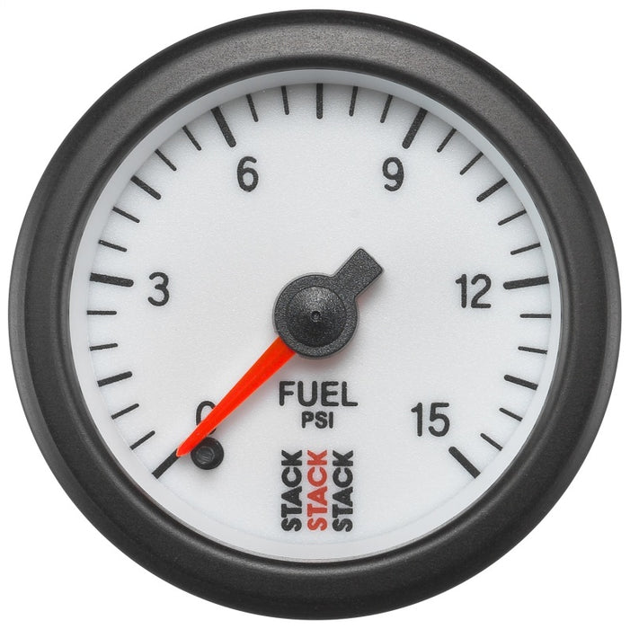 AutoMeter ST3354 Autometer Stack 52mm 0-15 PSI 1/8in NPTF Male Pro Stepper Motor Fuel Pressure Gauge - White