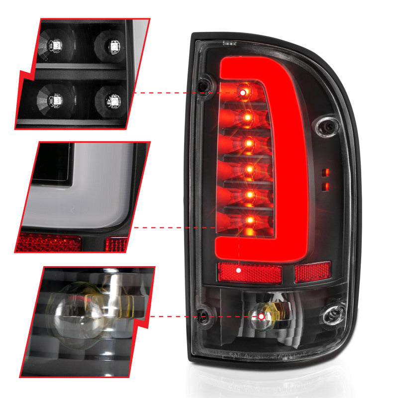 ANZO 311353 95-00 Toyota Tacoma LED Taillights Black Housing Clear Lens (Pair)