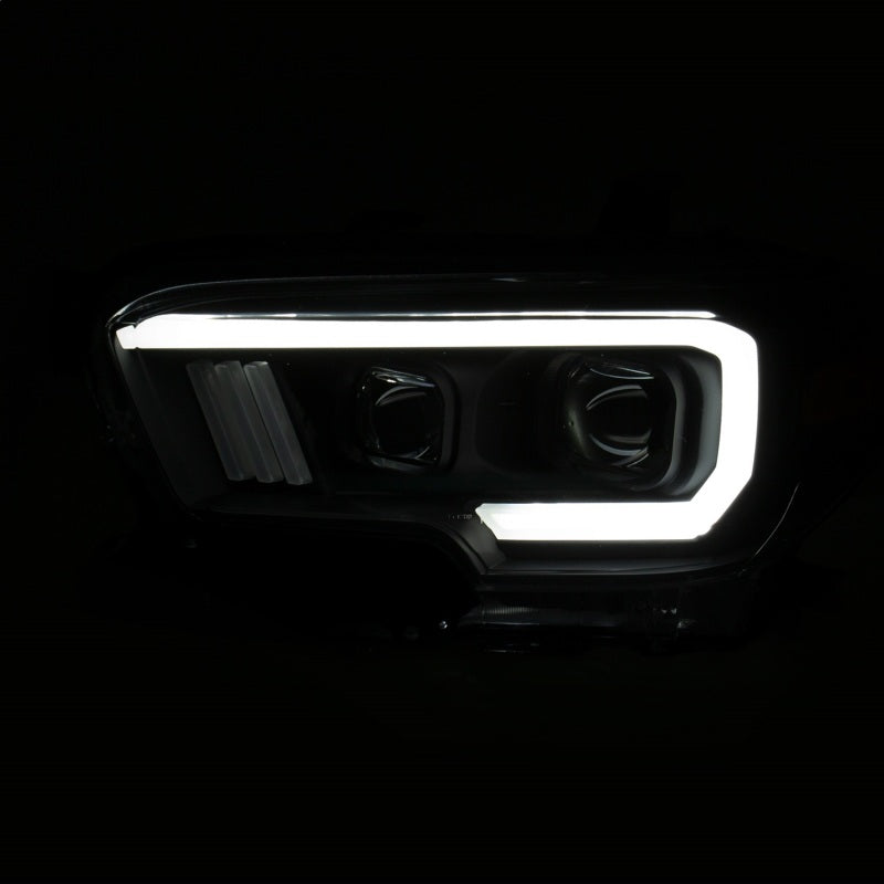 ANZO 111396 2016-2017 Toyota Tacoma Projector Headlights w/ Plank Style Switchback Black w/ Amber