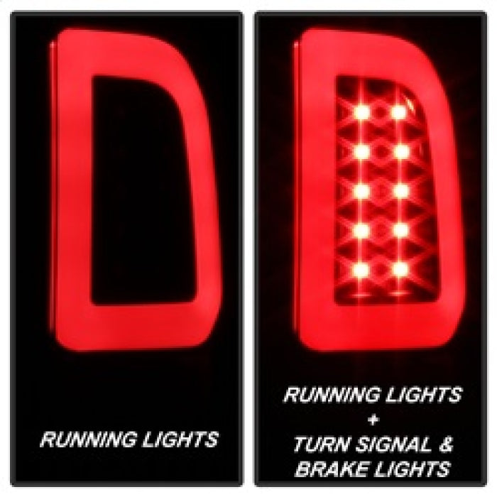 SPYDER 5084712 Spyder 08-16 Ford Super Duty F-250 V3 Light Bar LED Tail Lights - Black (ALT-YD-FS07V3-LBLED-BK)