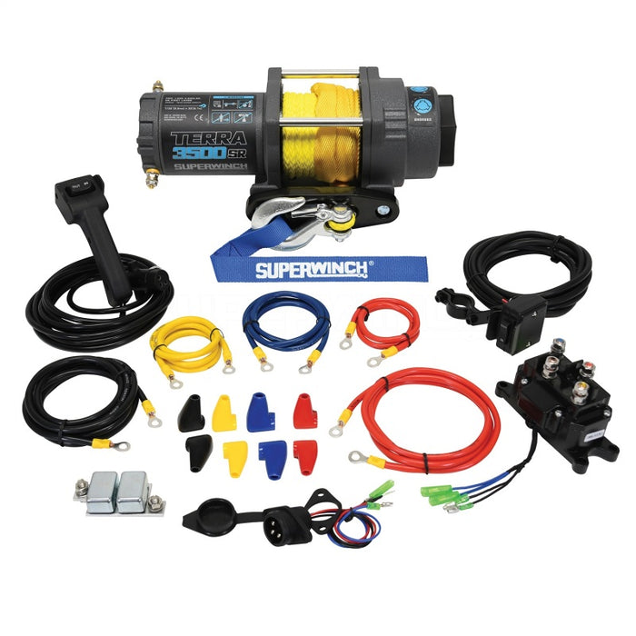 Superwinch 1135270 3500 LBS 12V DC 7/32in x 32ft Synthetic Rope Terra 3500SR Winch - Gray Wrinkle