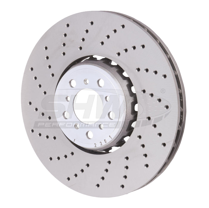SHW Performance BFL48501 SHW 15-18 BMW X5 M 4.4L Left Front Cross-Drilled Lightweight Brake Rotor (34112284901)