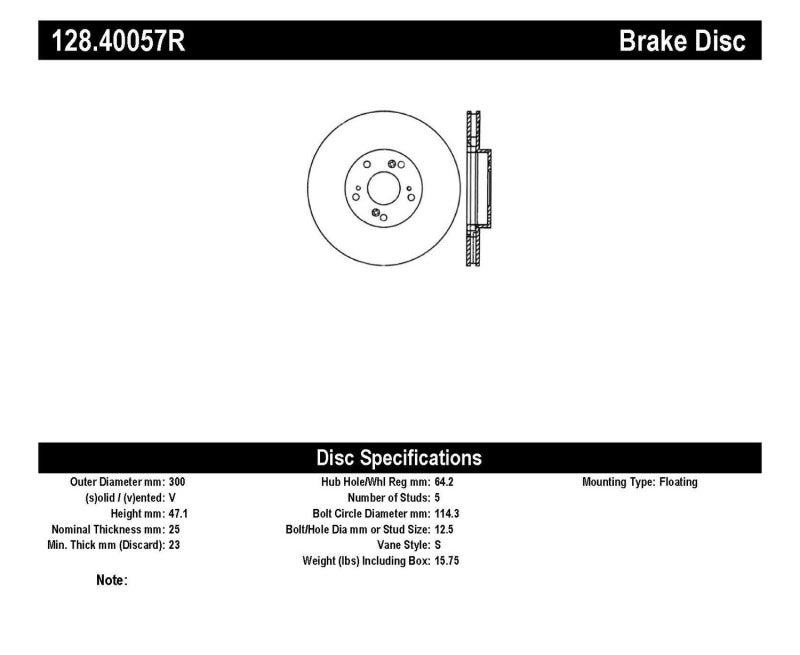 Stoptech 128.40057R StopTech 06-08 Honda Civic Si Cross Drilled Right Front Rotor