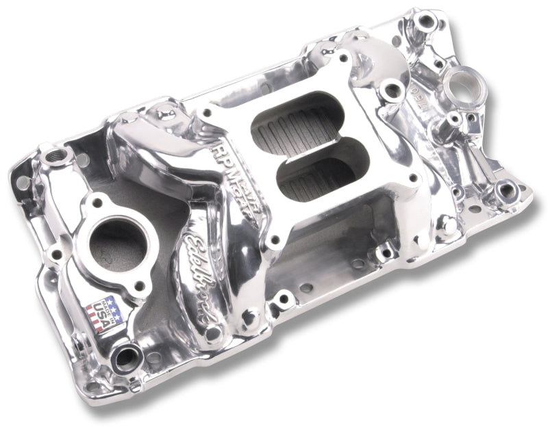 Edelbrock EDE75011 SBC Performer RPM A/G Manifold - Polished 7501