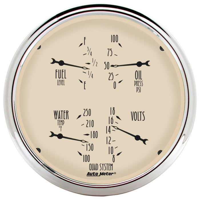 AutoMeter 1803 Autometer 5 inch Antique Beige 2 Piece Gauge Kit - Quad & Speedometer