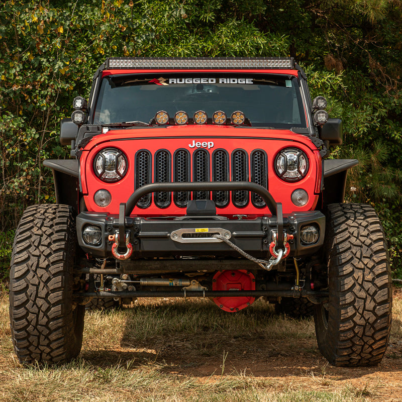 Rugged Ridge 11549.14 Arcus Front Bumper Tube Overrider Black JK