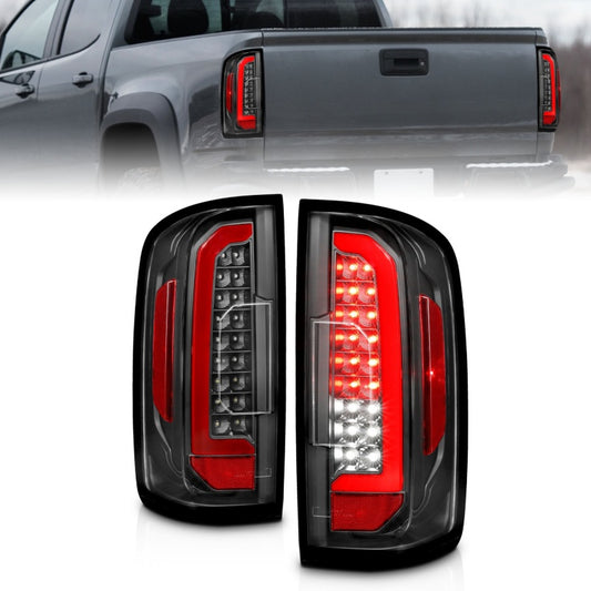 ANZO 311432 15-21 Chevrolet Colorado Full LED Tail Lights w/ Red Lightbar Black Housing Clear Lens