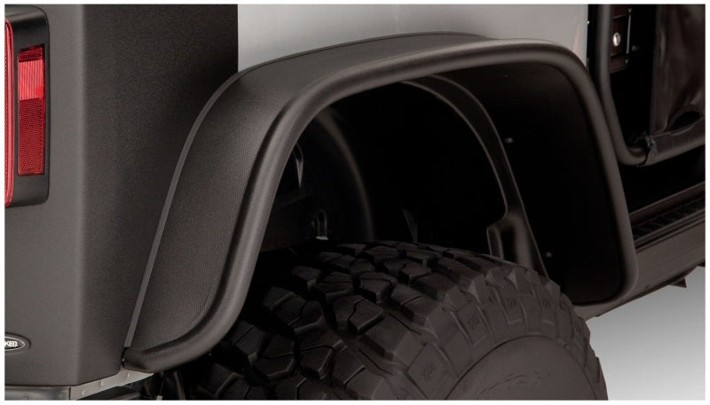 Bushwacker 10919-07 07-18 Jeep Wrangler Flat Style Flares 4pc Fits 2-Door Sport Utility Only - Black