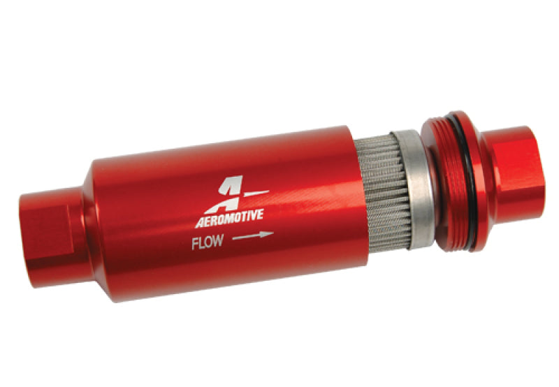 Aeromotive 12335 In-Line Filter - AN-10 size - 40 Micron SS Element - Red Anodize Finish