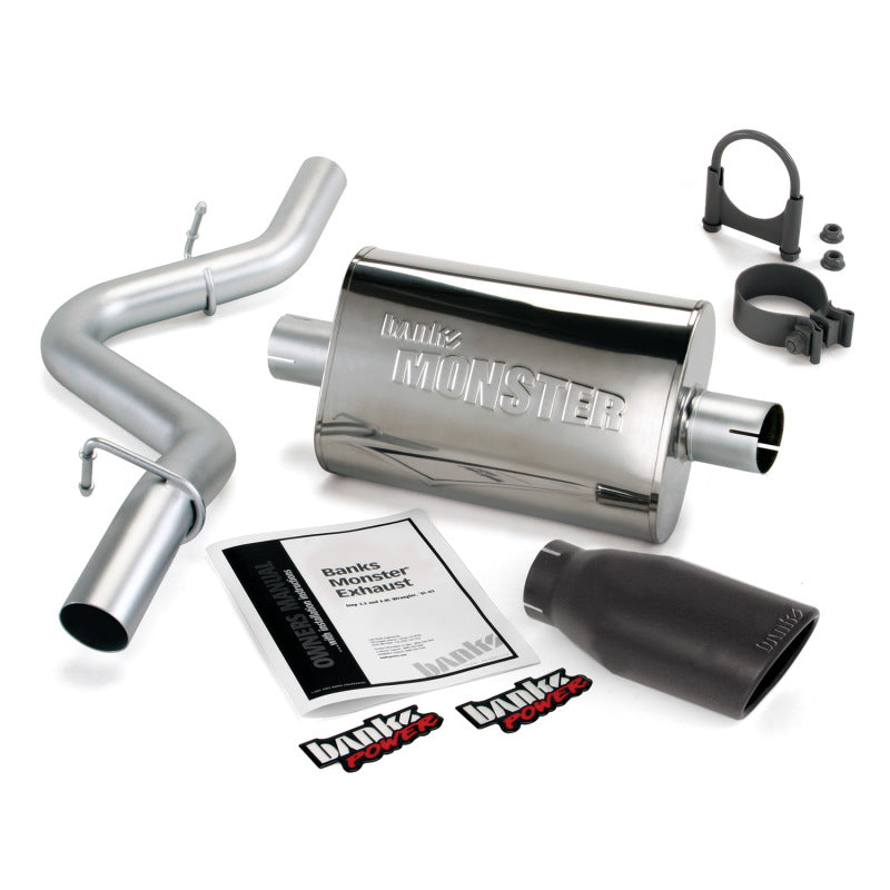 Banks Power 51312-B 97-99 Jeep 2.5/4.0L Wrangler Slip Fit Cat Monster Exh Sys - SS Single Exh w/ Blk Tip