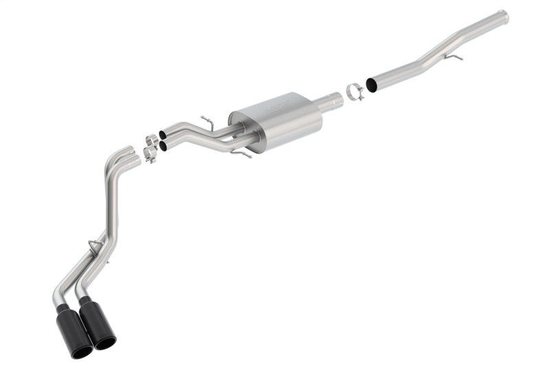 Borla 140576BC 14 Silv/Sierra 1500 EC Std/CC Short 143.5in WB S-Type Black Tip Dual Rolled Side Exit CB Exht