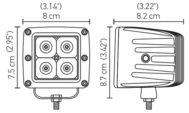 Hella 357204821 HVF Cube 4 LED Off Road Kit - 3.1in 2X12W