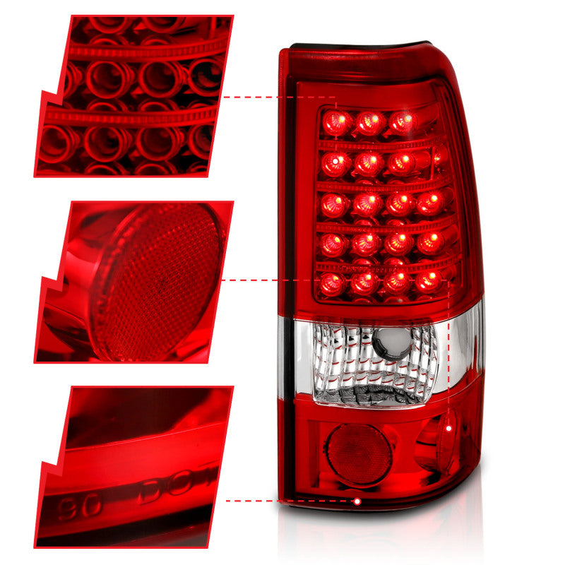 ANZO 311010 1999-2007 Chevrolet Silverado 1500 LED Taillights Red/Clear