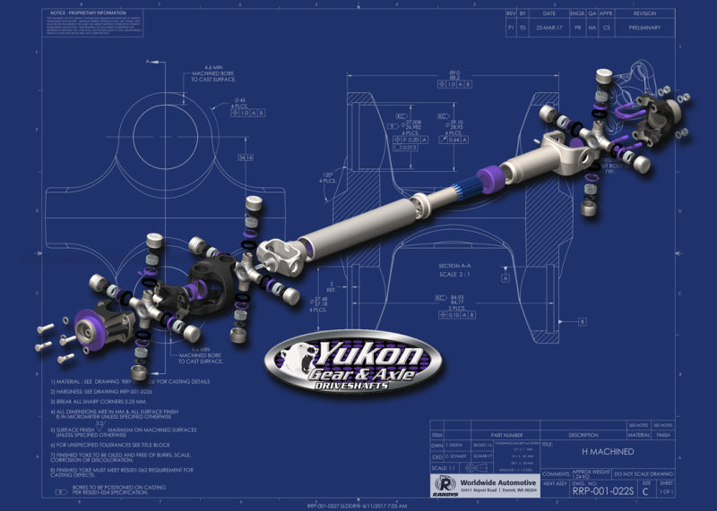 Yukon Gear & Axle YDS007 Yukon Gear Heavy Duty Driveshaft for 12-16 Jeep JK Front A/T Only