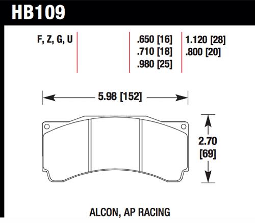 Hawk Performance HB109G.710 Hawk AP Racing DTC-60 Rear Race Brake Pads
