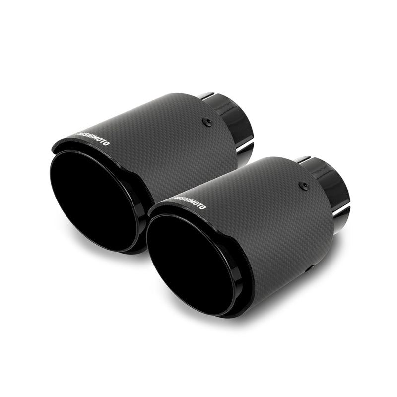Mishimoto MMEXH-TIP-CFD25BK 2x Carbon Fiber Muffler Tip 2.5in Inlet 3.5in Outlet Black