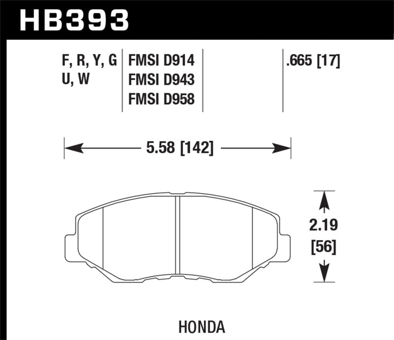 Hawk Performance HB393B.665 Hawk 89/03-17 Honda Accord HPS 5.0 Front Brake Pads