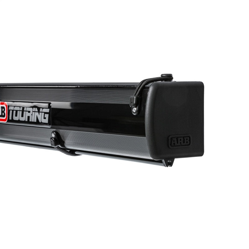 ARB 814412A Aluminum Awning, Black Frame, 8.2FT x 8.2FT, Installed with LED Light Strip