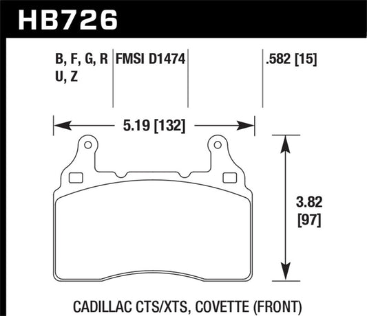 Hawk Performance HB726N.582 Hawk 10-17 Chevrolet Camaro HP+ Compound Front Brake Pads
