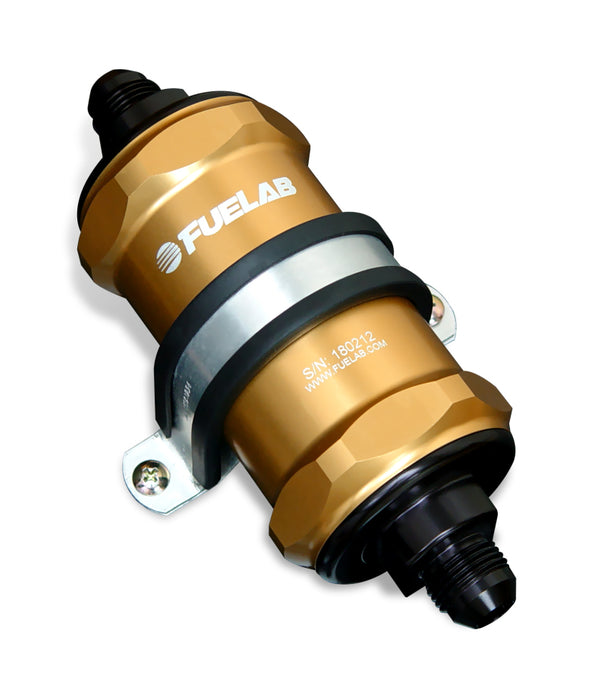 Fuelab 81831-5 818 In-Line Fuel Filter Standard -6AN In/Out 6 Micron Fiberglass - Gold