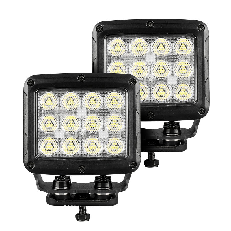 Go Rhino 751800523FCS Xplor Bright Series Rectangle SingleLED Spot Light Kit (Surface Mount) 5in. - Blk (Pair)