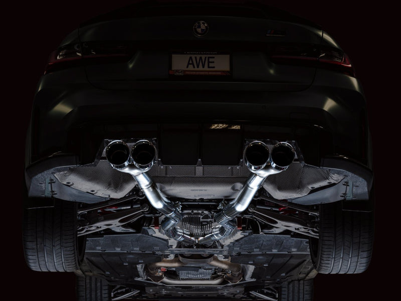 AWE Tuning 3020-43482 AWE Track Edition Catback Exhaust for BMW G8X M3/M4 - Chrome Silver Tips