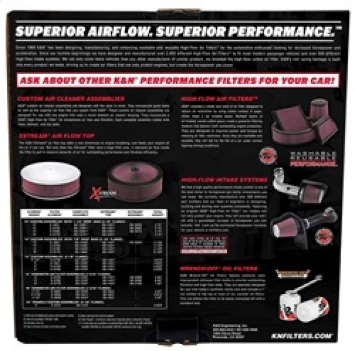 K&N Engineering 60-1280 K&N 14in Red Custom Air Cleaner Assembly - 5.125in ID x 14in OD x 2.75in H x 1.25in Drop Base