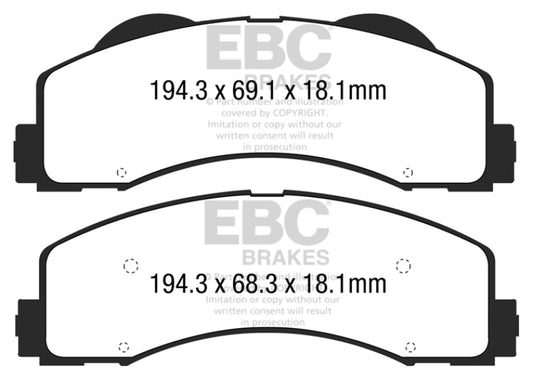 EBC DP43034R 15+ Ford F150 2.7 Twin Turbo (2WD) Yellowstuff Front Brake Pads