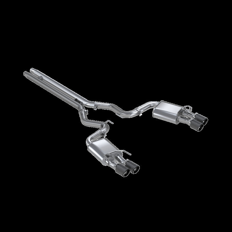 MBRP S72093CF 18-20 Ford Mustang GT 5.0 w/ Quad Tip Active Exhaust Cat Back Split Rear T304 w/ Carb Fib Tips