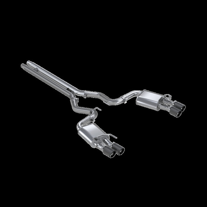 MBRP S72093CF 18-20 Ford Mustang GT 5.0 w/ Quad Tip Active Exhaust Cat Back Split Rear T304 w/ Carb Fib Tips