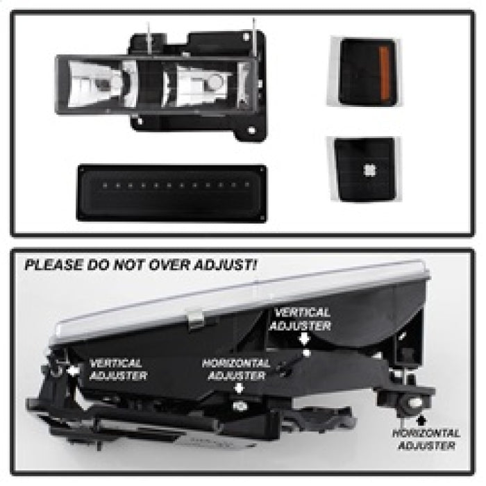 SPYDER 5069542 xTune 92-94 Blazer Full Size Corner/LED Bumper Headlights Black HD-JH-CCK88-LED-AM-BK-SET