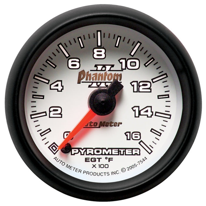 AutoMeter 7544 Autometer Phantom II 52.4mm Full Sweep Electronic 0-1600 Def F EGT/Pyrometer Gauge