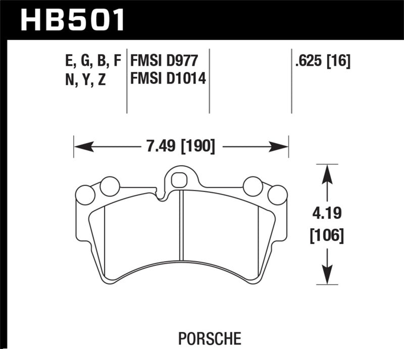 Hawk Performance HB501F.625 Hawk Porsche HPS Street Front Brake Pads