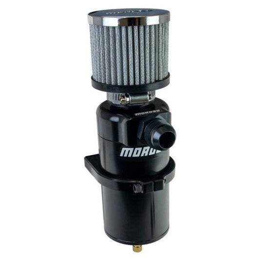 Moroso 85412 Single Inlet -12AN Billet Breather Tank Catch Can - Black