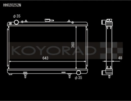 Koyo HH020252N 89-94 Nissan 180SX/Silvia S13 SR20DET (MT) N-FLO (Dual Pass) Radiator