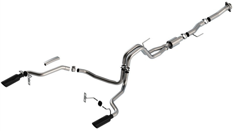 Borla 140869BC F-150 2021 5.0L 2dr RC SB (122.8 WB) XL/XLT 3/2.25 SRE Cat-Back ATAK Black Chrome Tips