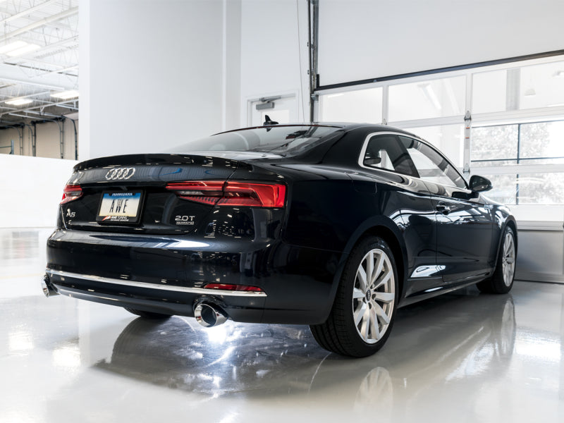 AWE Tuning 3015-32090 Audi B9 A5 Touring Edition Exhaust Dual Outlet - Chrome Silver Tips (Includes DP)