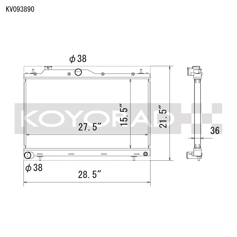 Koyo VH093890 22-25 Subaru WRX All Aluminum Performance Radiator