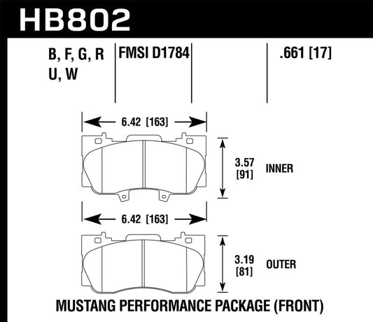 Hawk Performance HB802B.661 Hawk 15-17 Ford Mustang Performance Package HPS 5.0 Front Brake Pads